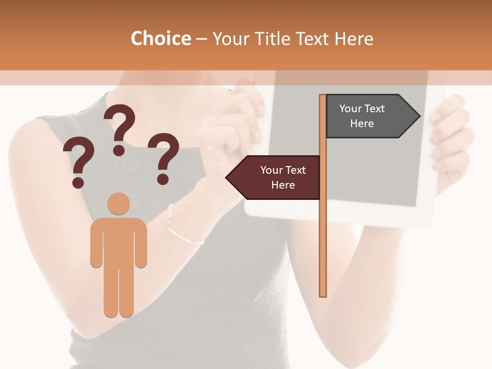 A Woman Holding A Tablet Computer With A Blank Screen PowerPoint Template