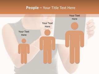 A Woman Holding A Tablet Computer With A Blank Screen PowerPoint Template