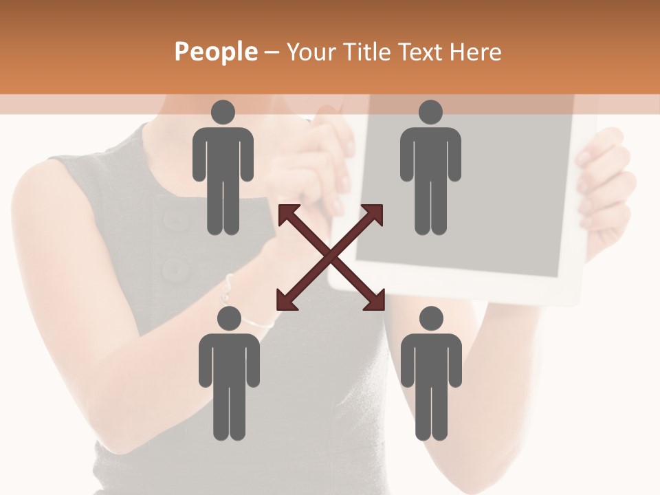 A Woman Holding A Tablet Computer With A Blank Screen PowerPoint Template