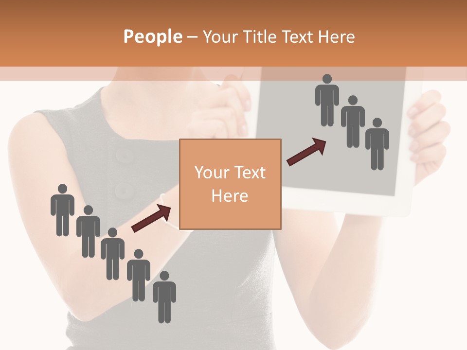 A Woman Holding A Tablet Computer With A Blank Screen PowerPoint Template