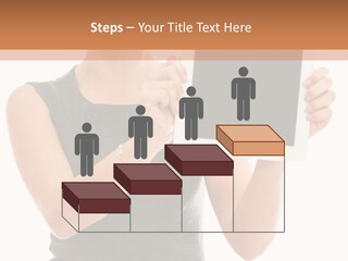 A Woman Holding A Tablet Computer With A Blank Screen PowerPoint Template