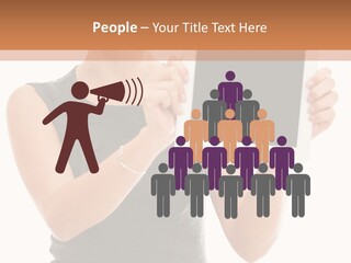 A Woman Holding A Tablet Computer With A Blank Screen PowerPoint Template