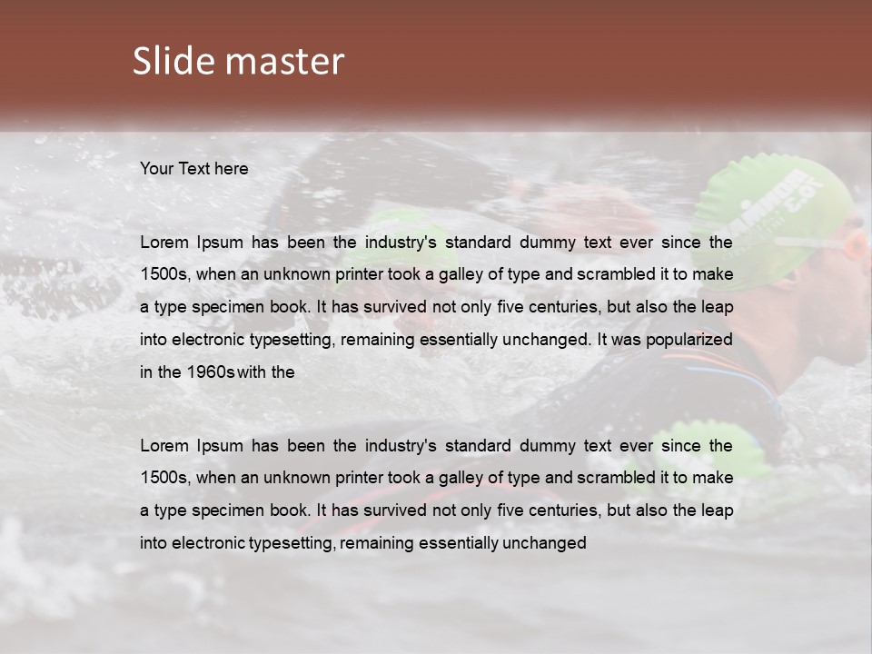 A Couple Of Men Swimming In A Body Of Water PowerPoint Template
