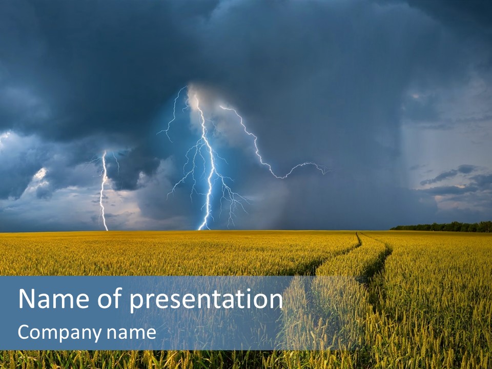 A Large Field With A Lightning Bolt In The Sky PowerPoint Template