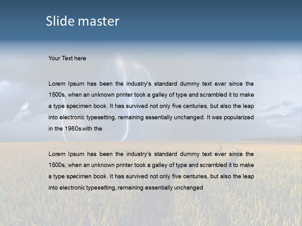A Large Field With A Lightning Bolt In The Sky PowerPoint Template