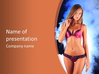 A Beautiful Woman In Lingerie Posing For A Picture PowerPoint Template