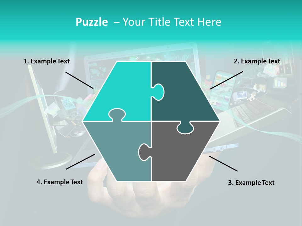 A Person Holding A Laptop With A Bunch Of Icons Coming Out Of It PowerPoint Template