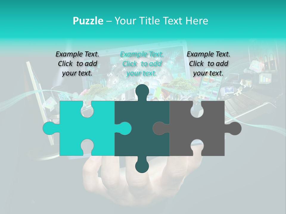 A Person Holding A Laptop With A Bunch Of Icons Coming Out Of It PowerPoint Template