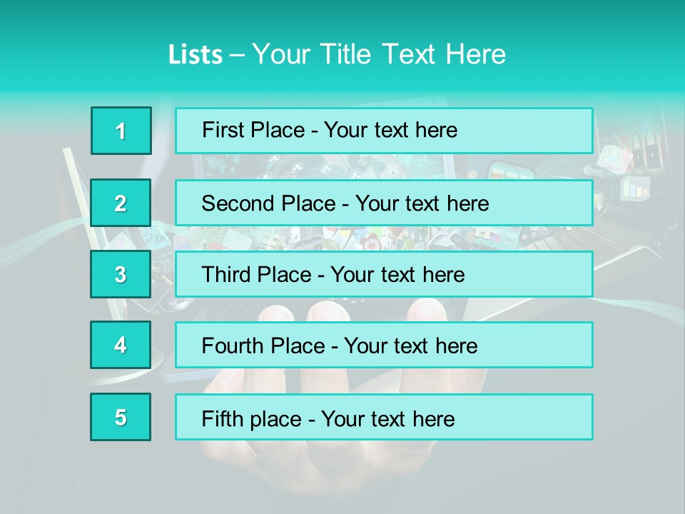A Person Holding A Laptop With A Bunch Of Icons Coming Out Of It PowerPoint Template