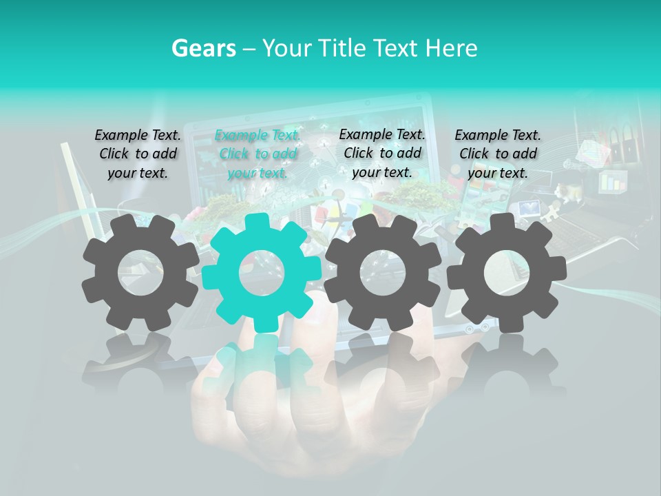 A Person Holding A Laptop With A Bunch Of Icons Coming Out Of It PowerPoint Template