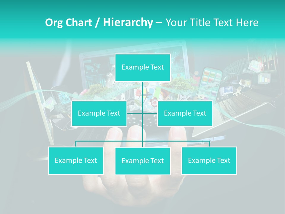 A Person Holding A Laptop With A Bunch Of Icons Coming Out Of It PowerPoint Template