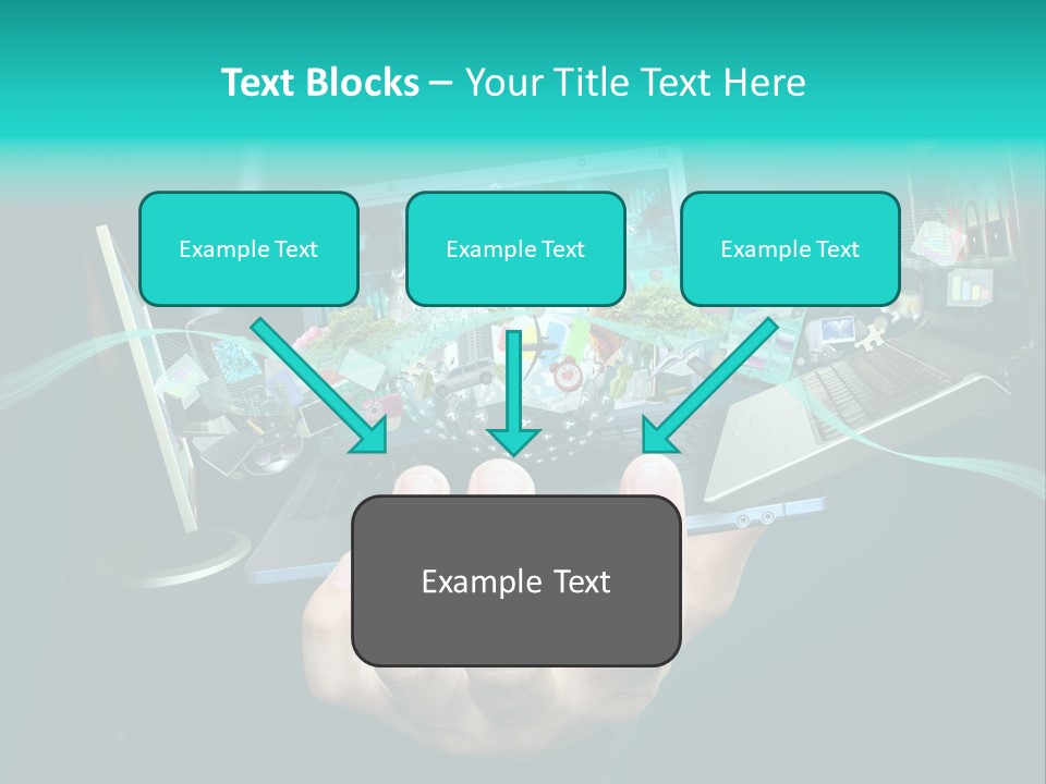 A Person Holding A Laptop With A Bunch Of Icons Coming Out Of It PowerPoint Template