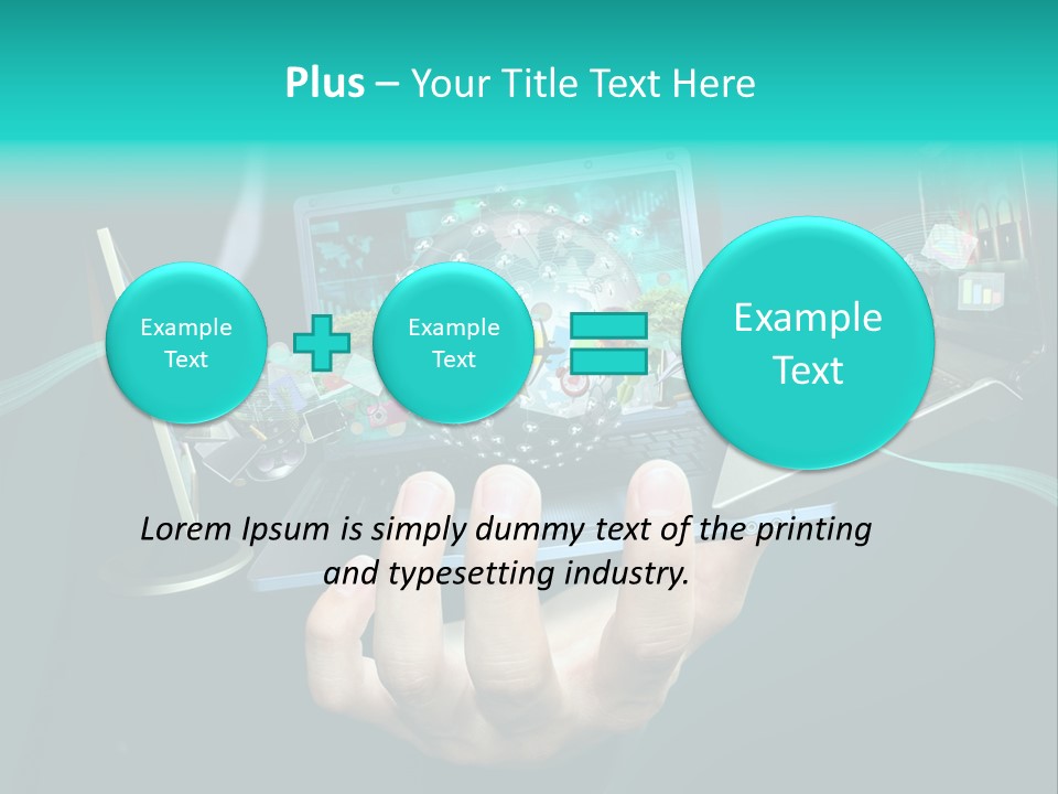 A Person Holding A Laptop With A Bunch Of Icons Coming Out Of It PowerPoint Template