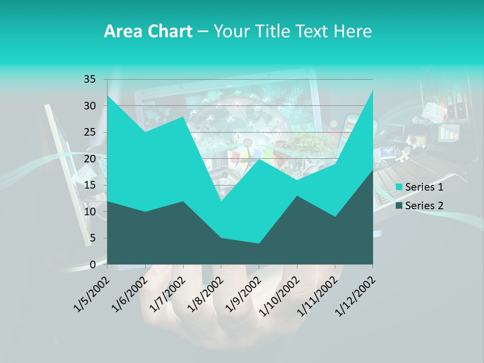 A Person Holding A Laptop With A Bunch Of Icons Coming Out Of It PowerPoint Template