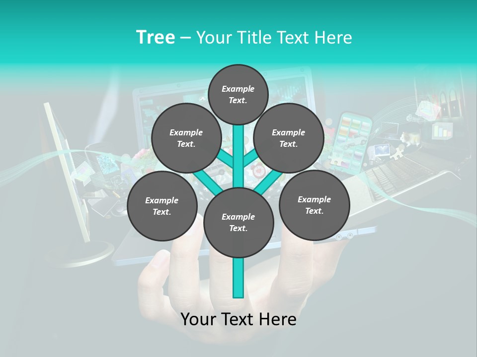 A Person Holding A Laptop With A Bunch Of Icons Coming Out Of It PowerPoint Template