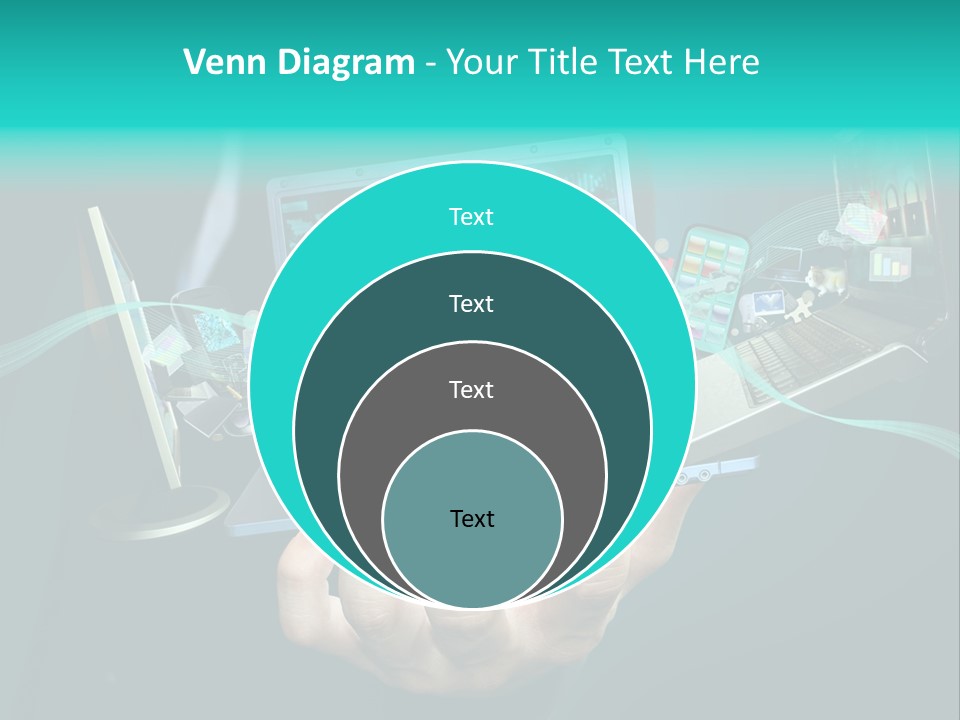 A Person Holding A Laptop With A Bunch Of Icons Coming Out Of It PowerPoint Template