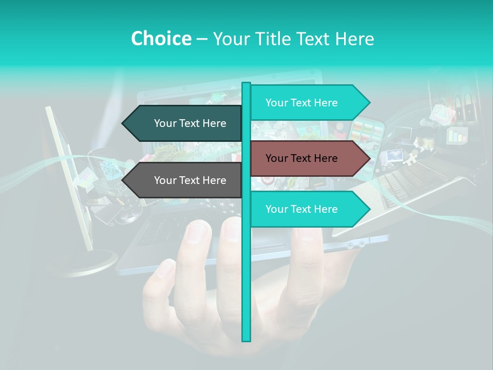 A Person Holding A Laptop With A Bunch Of Icons Coming Out Of It PowerPoint Template