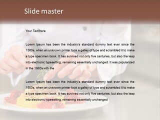 A Person In A Chef's Uniform Preparing Food On A Plate PowerPoint Template