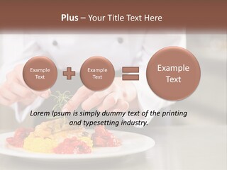 A Person In A Chef's Uniform Preparing Food On A Plate PowerPoint Template