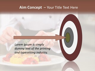 A Person In A Chef's Uniform Preparing Food On A Plate PowerPoint Template