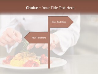 A Person In A Chef's Uniform Preparing Food On A Plate PowerPoint Template