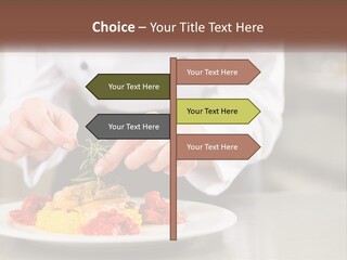 A Person In A Chef's Uniform Preparing Food On A Plate PowerPoint Template
