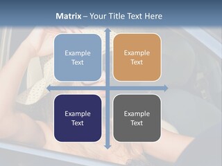 A Woman In A Hat And Sunglasses Sitting In A Car PowerPoint Template
