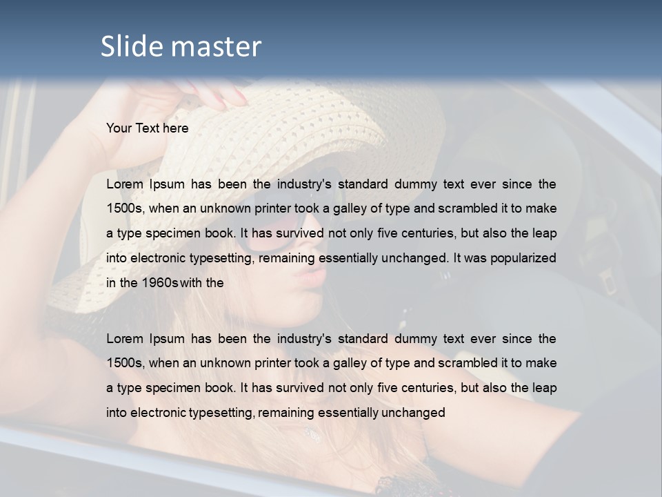 A Woman In A Hat And Sunglasses Sitting In A Car PowerPoint Template