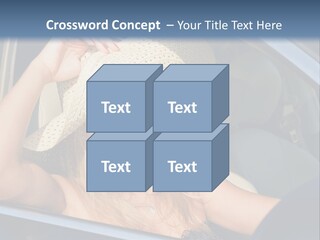 A Woman In A Hat And Sunglasses Sitting In A Car PowerPoint Template