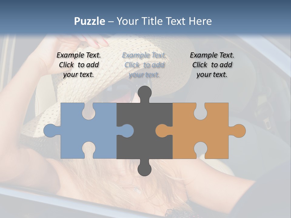 A Woman In A Hat And Sunglasses Sitting In A Car PowerPoint Template