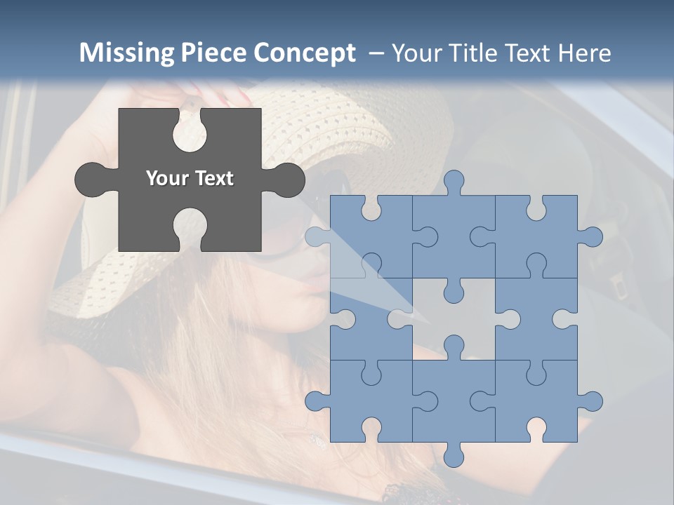 A Woman In A Hat And Sunglasses Sitting In A Car PowerPoint Template