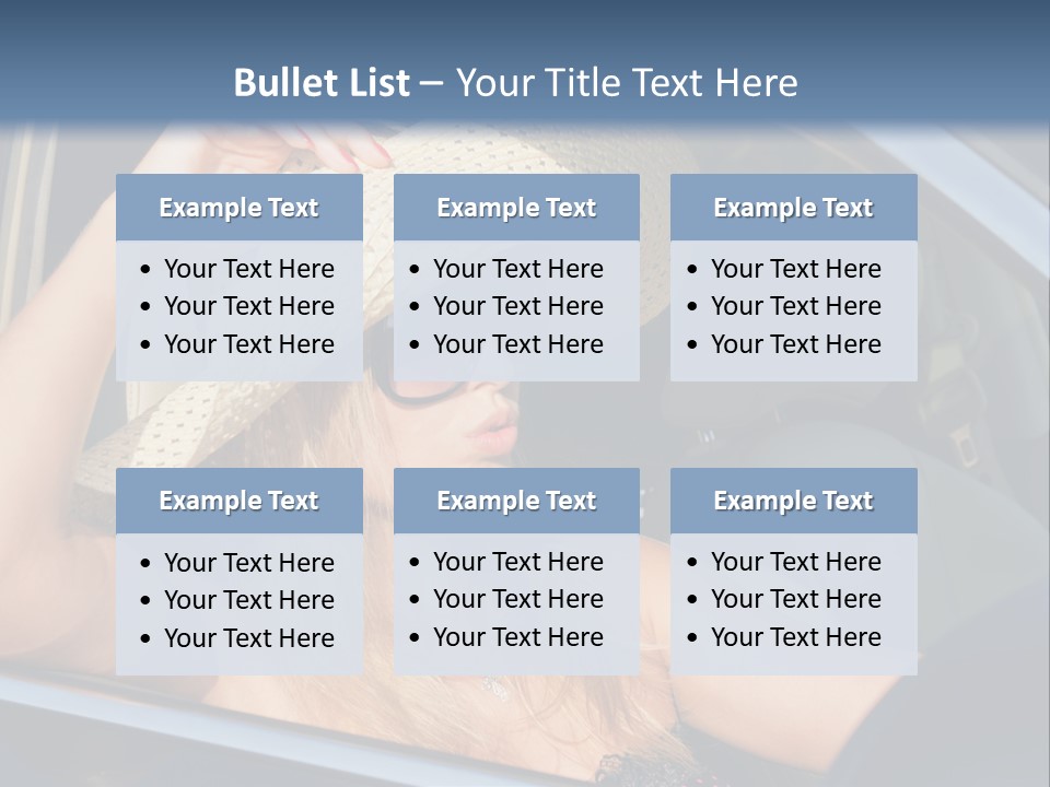 A Woman In A Hat And Sunglasses Sitting In A Car PowerPoint Template