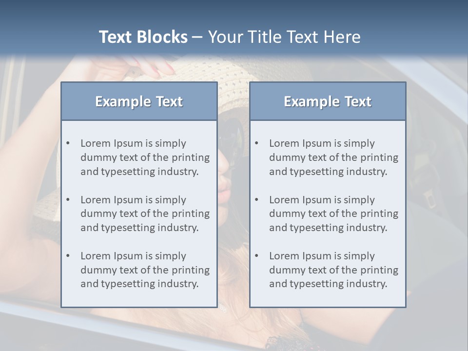 A Woman In A Hat And Sunglasses Sitting In A Car PowerPoint Template