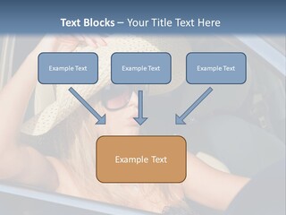 A Woman In A Hat And Sunglasses Sitting In A Car PowerPoint Template