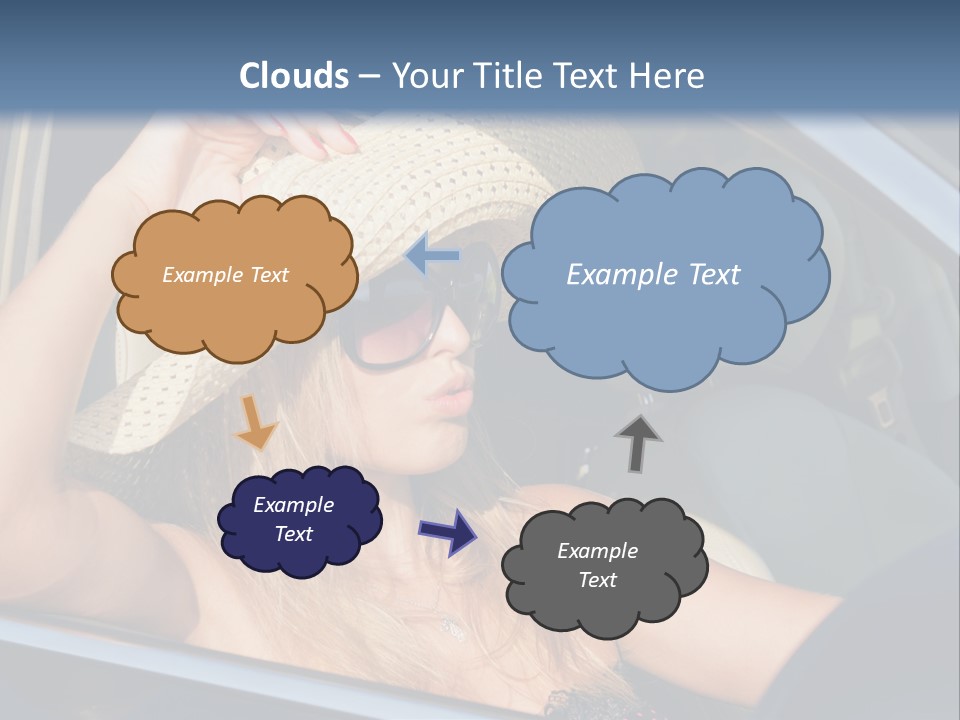 A Woman In A Hat And Sunglasses Sitting In A Car PowerPoint Template