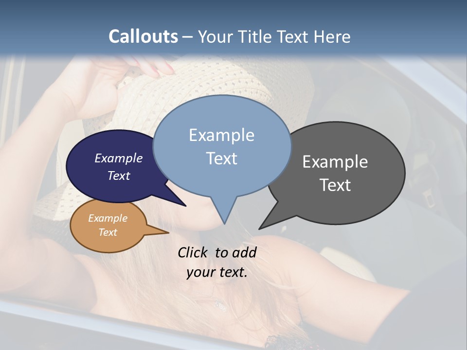 A Woman In A Hat And Sunglasses Sitting In A Car PowerPoint Template