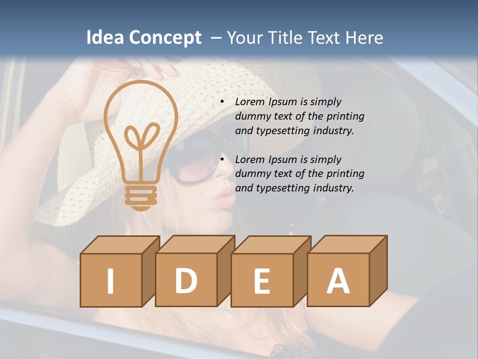 A Woman In A Hat And Sunglasses Sitting In A Car PowerPoint Template