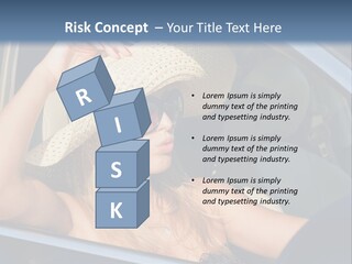 A Woman In A Hat And Sunglasses Sitting In A Car PowerPoint Template