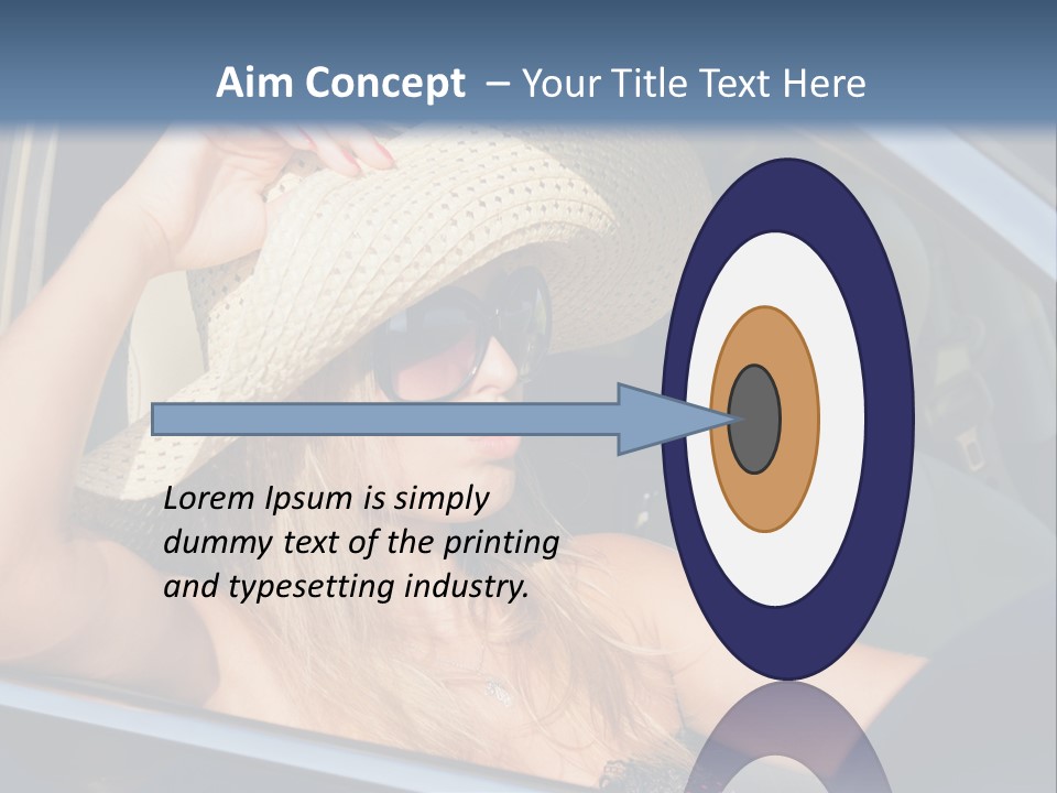 A Woman In A Hat And Sunglasses Sitting In A Car PowerPoint Template