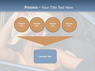A Woman In A Hat And Sunglasses Sitting In A Car PowerPoint Template