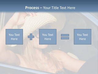 A Woman In A Hat And Sunglasses Sitting In A Car PowerPoint Template