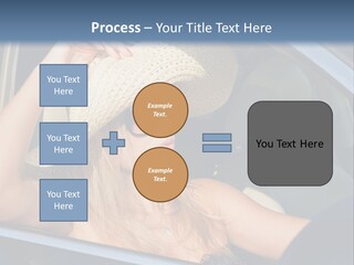 A Woman In A Hat And Sunglasses Sitting In A Car PowerPoint Template
