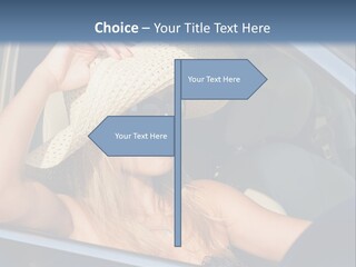 A Woman In A Hat And Sunglasses Sitting In A Car PowerPoint Template