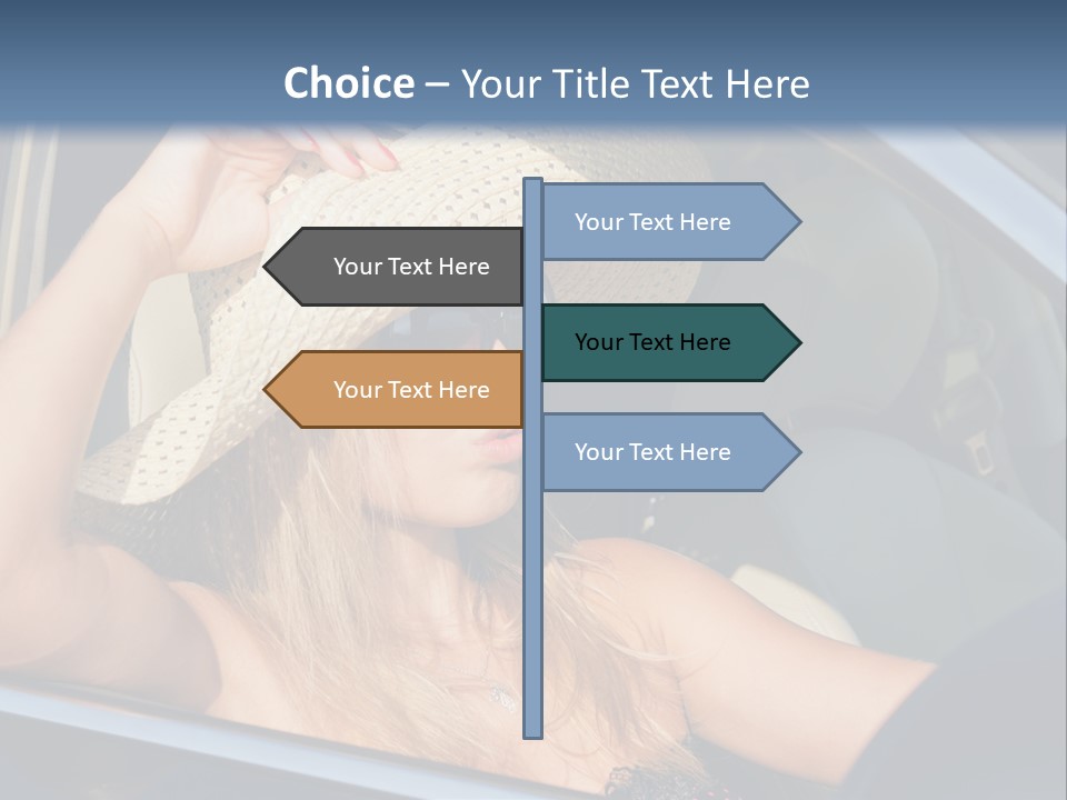 A Woman In A Hat And Sunglasses Sitting In A Car PowerPoint Template