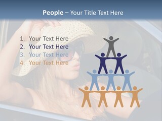 A Woman In A Hat And Sunglasses Sitting In A Car PowerPoint Template