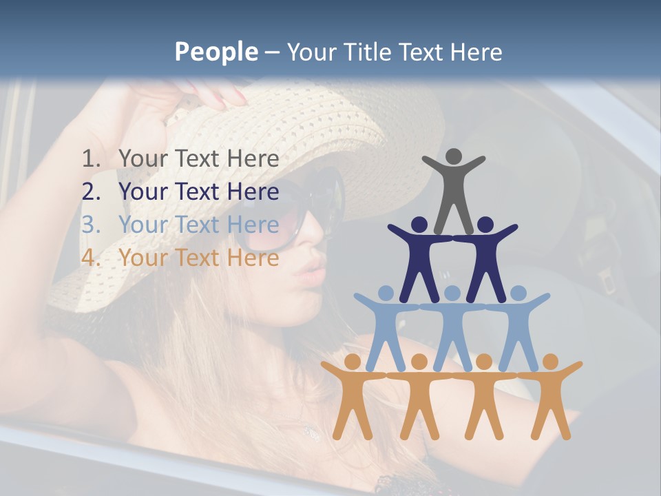 A Woman In A Hat And Sunglasses Sitting In A Car PowerPoint Template