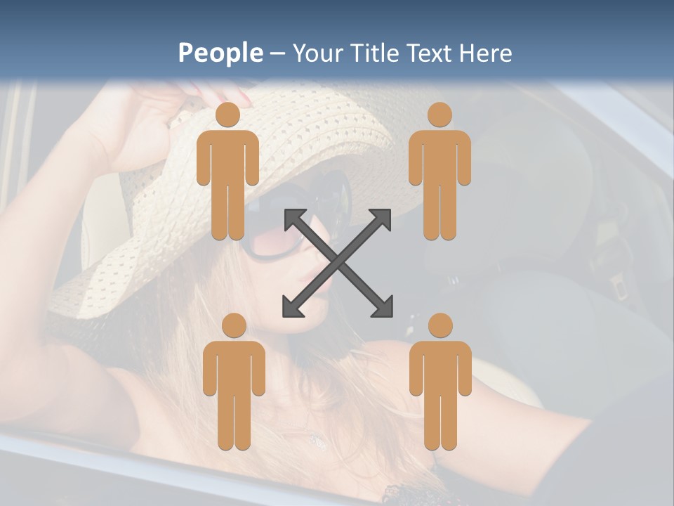A Woman In A Hat And Sunglasses Sitting In A Car PowerPoint Template