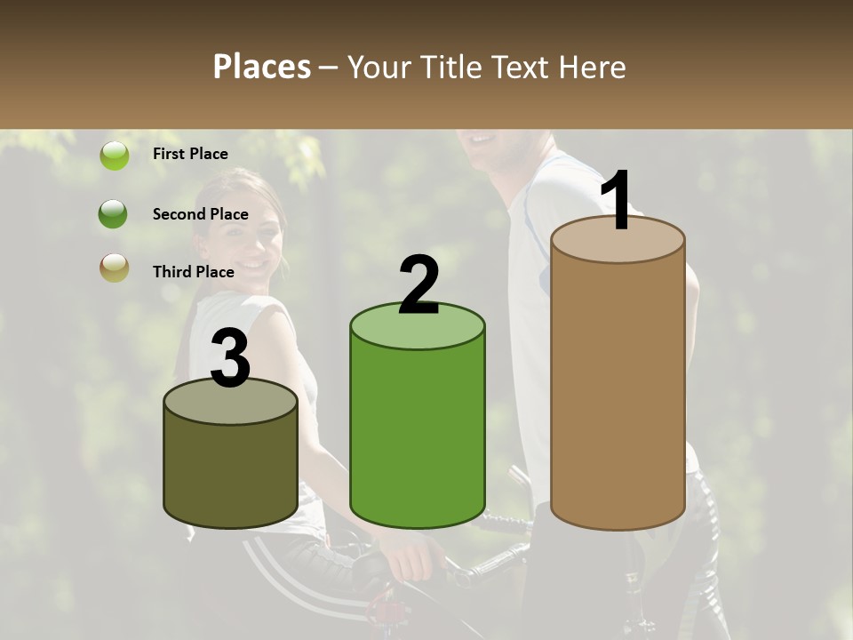 A Man And A Woman Riding Bikes In The Park PowerPoint Template