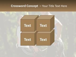 A Man And A Woman Riding Bikes In The Park PowerPoint Template