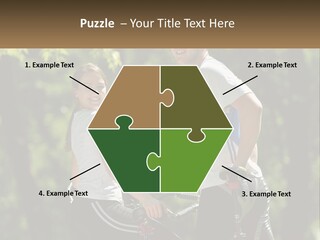 A Man And A Woman Riding Bikes In The Park PowerPoint Template